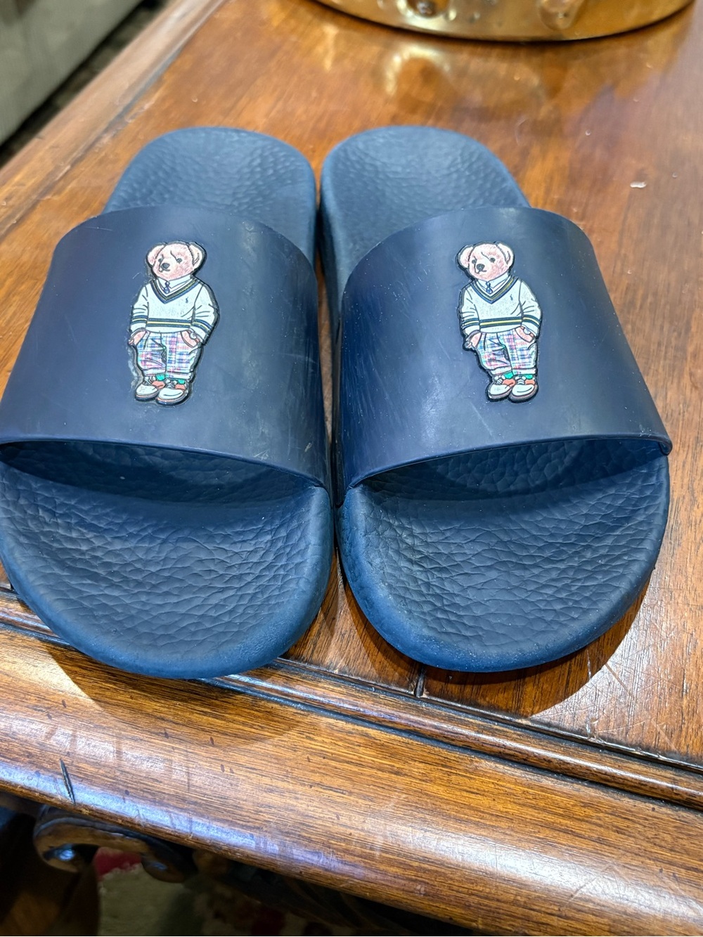POLO Ralph Lauren Mens Bear Navy Slide Sandals Size 8